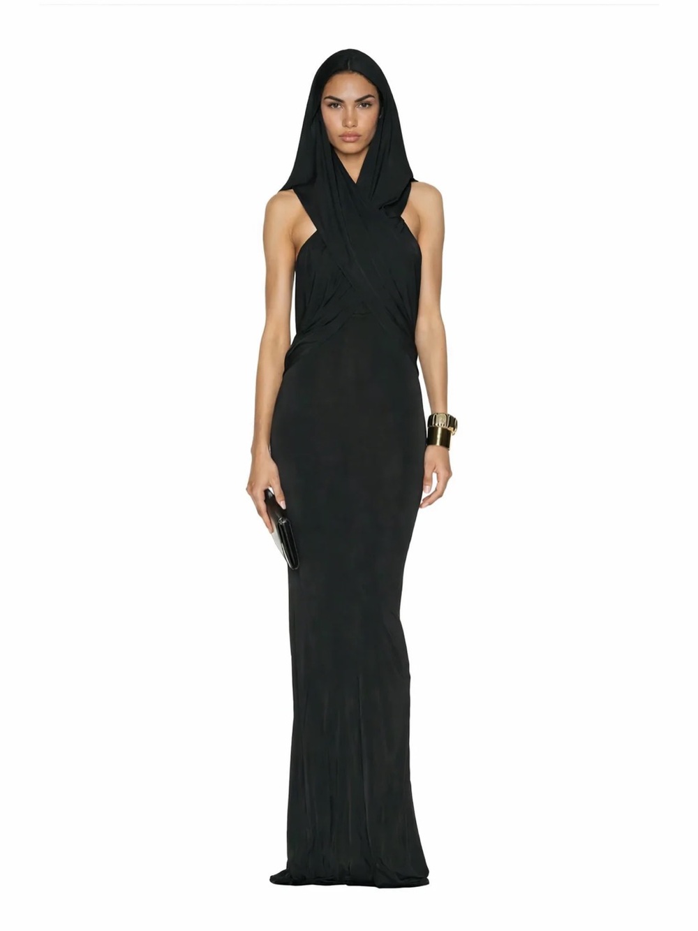 KOIR Sleeveless Hooded Black Maxi Dress like helsa cult Gaia - Picture 4 of 6